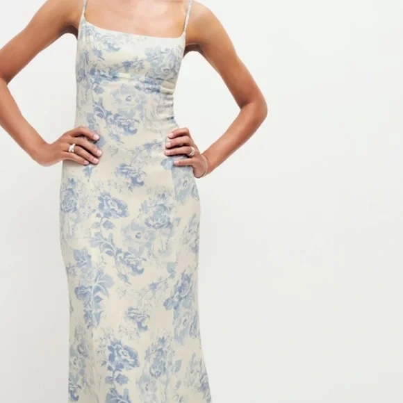 Reformation Liya Floral Midi Dress in Teacup - Picture 2 of 5
